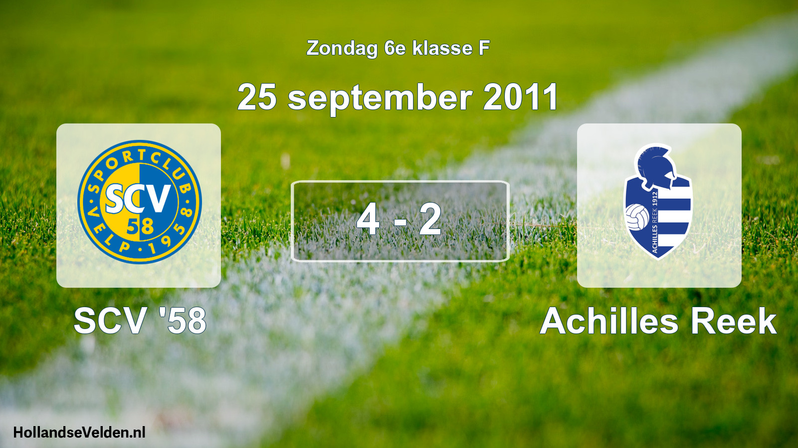 Total number of matches played: SCV '58 - Achilles Reek 4 - 2 (25 September 2011)