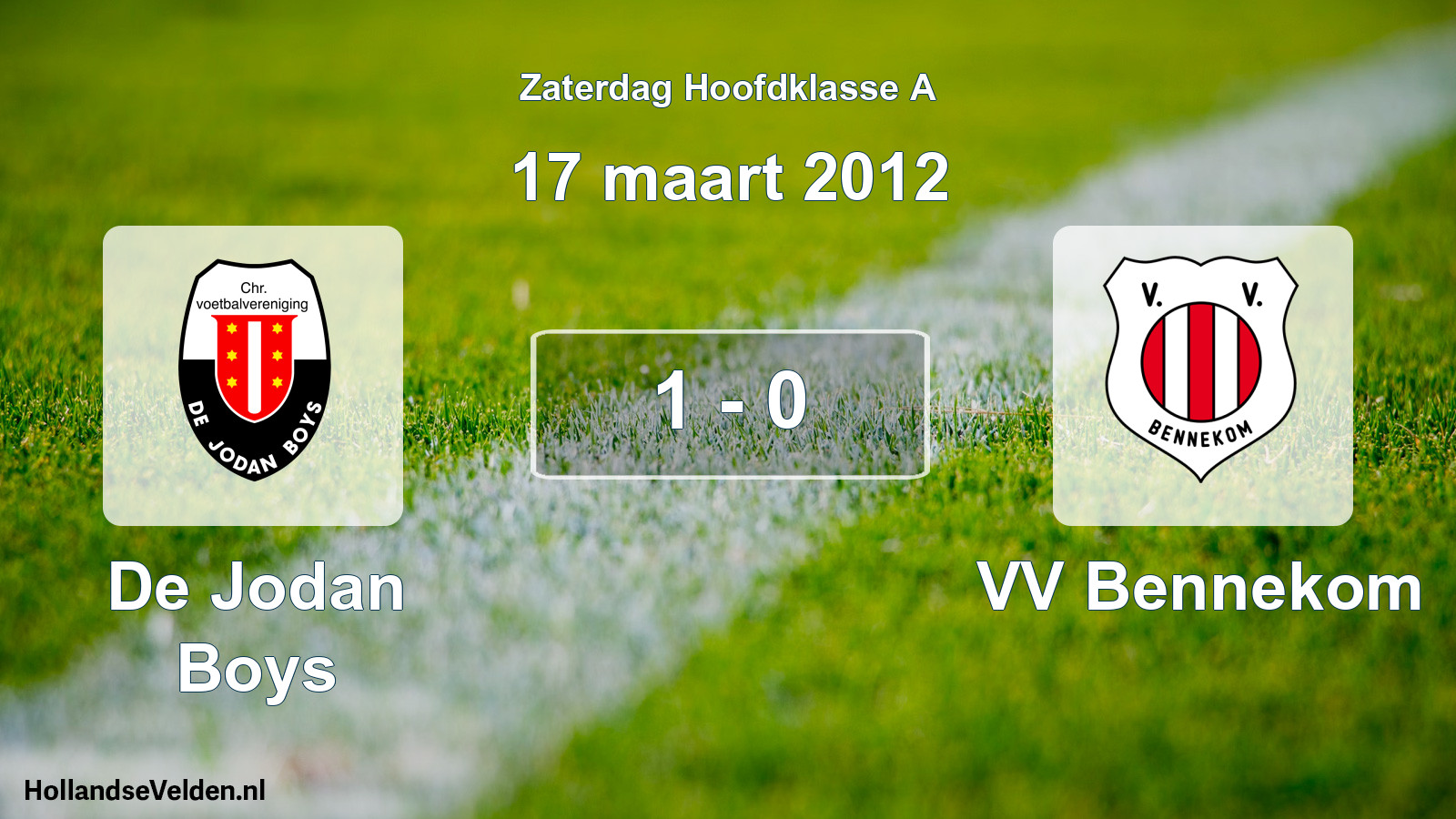 Total number of matches played: De Jodan Boys - VV Bennekom 1 - 0 (17 March 2012)
