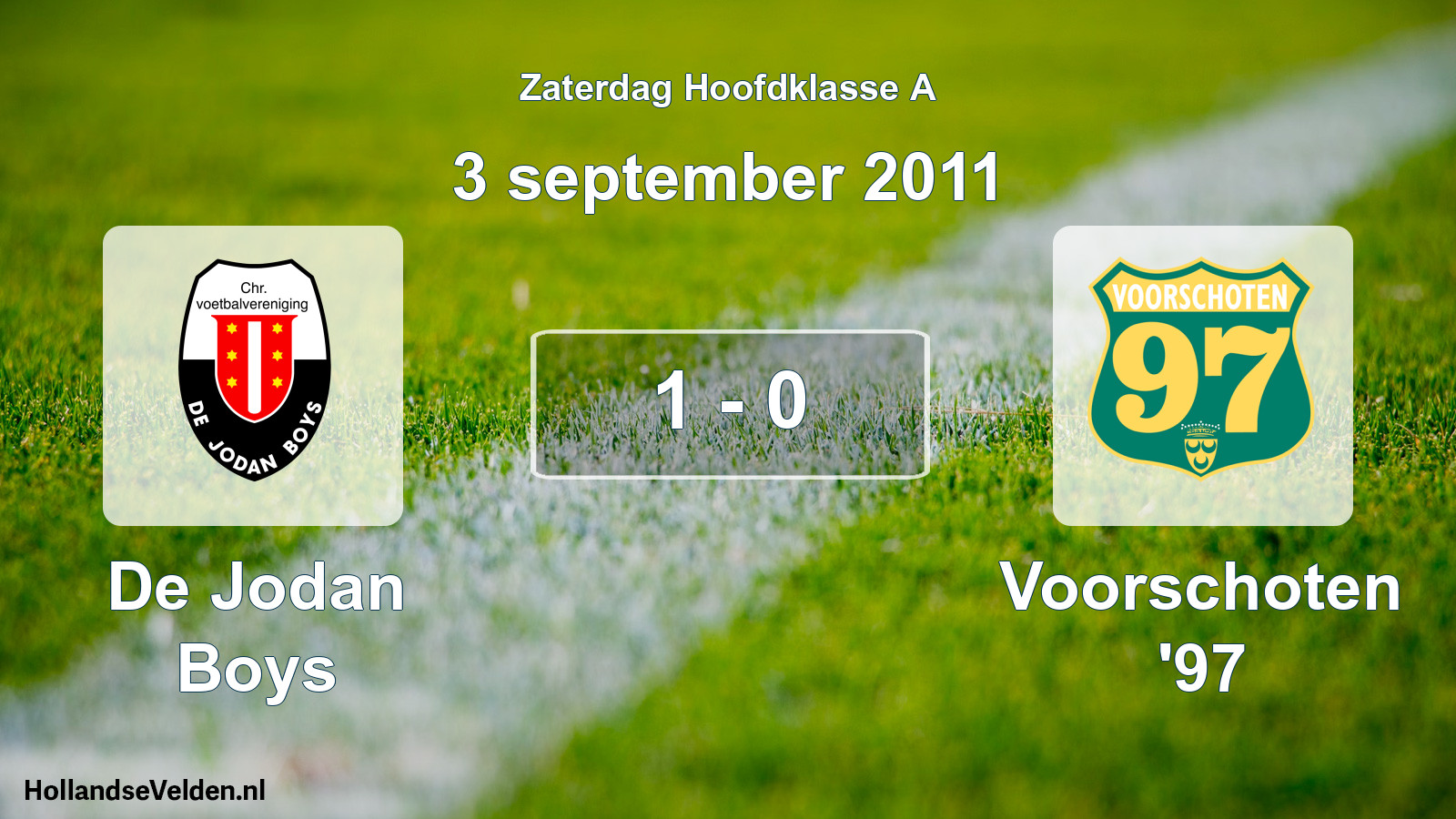Total number of matches played: De Jodan Boys - Voorschoten '97 1 - 0 (3 September 2011)