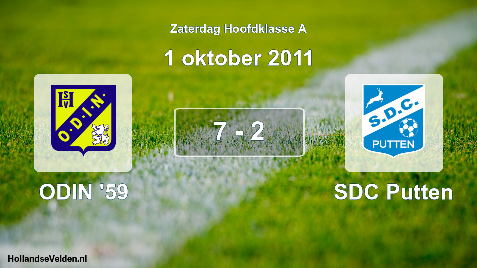 Total number of matches played: ODIN '59 - SDC Putten 7 - 2 (1 October 2011)