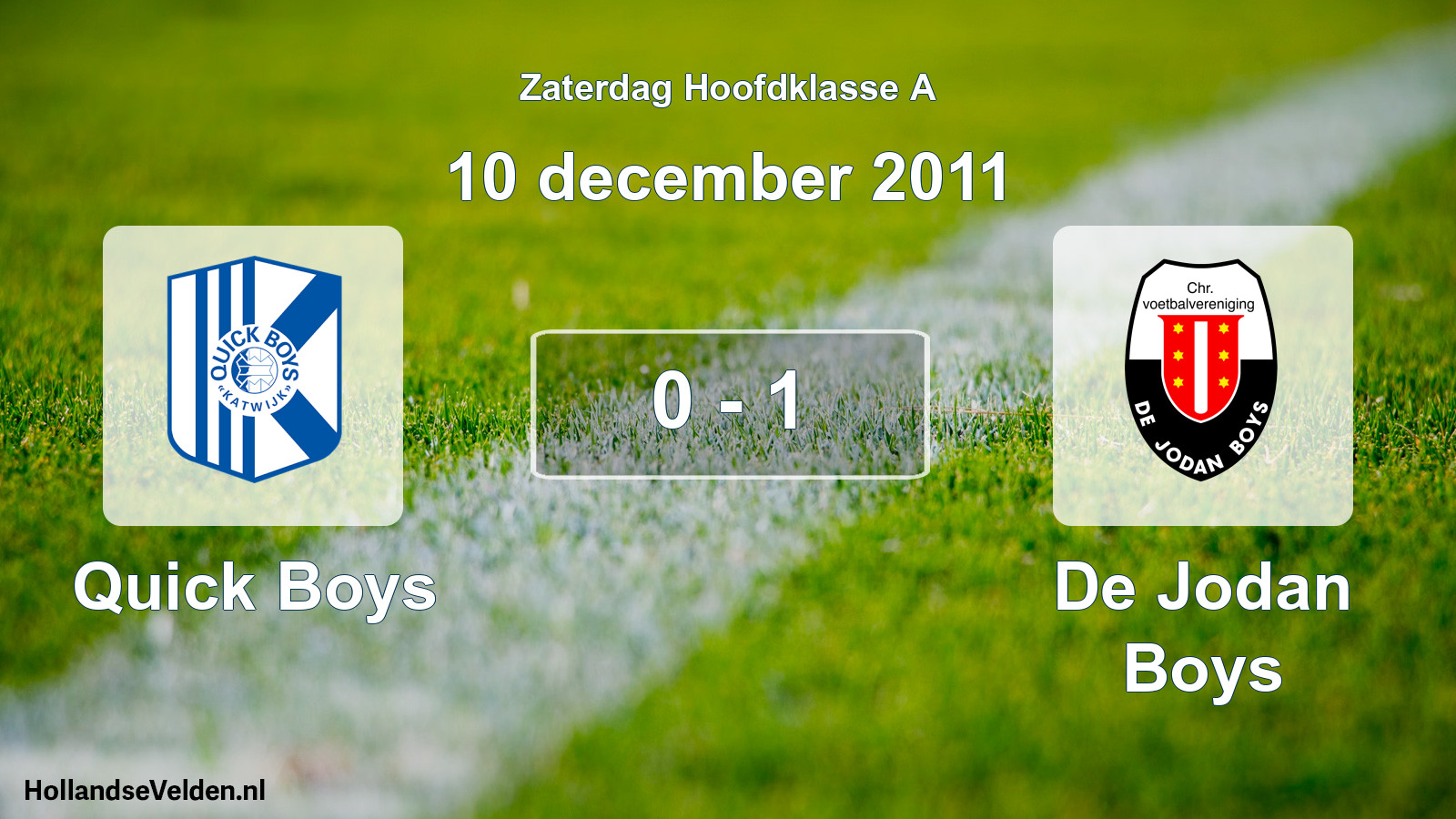 Total number of matches played: Quick Boys - De Jodan Boys 0 - 1 (10 December 2011)