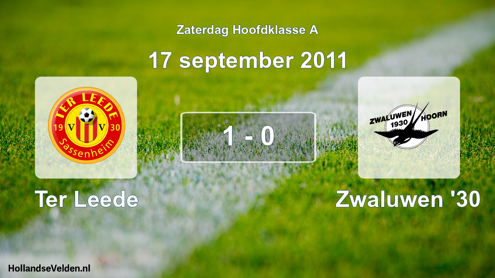 Total number of matches played: Ter Leede - Zwaluwen '30 1 - 0 (17 September 2011)