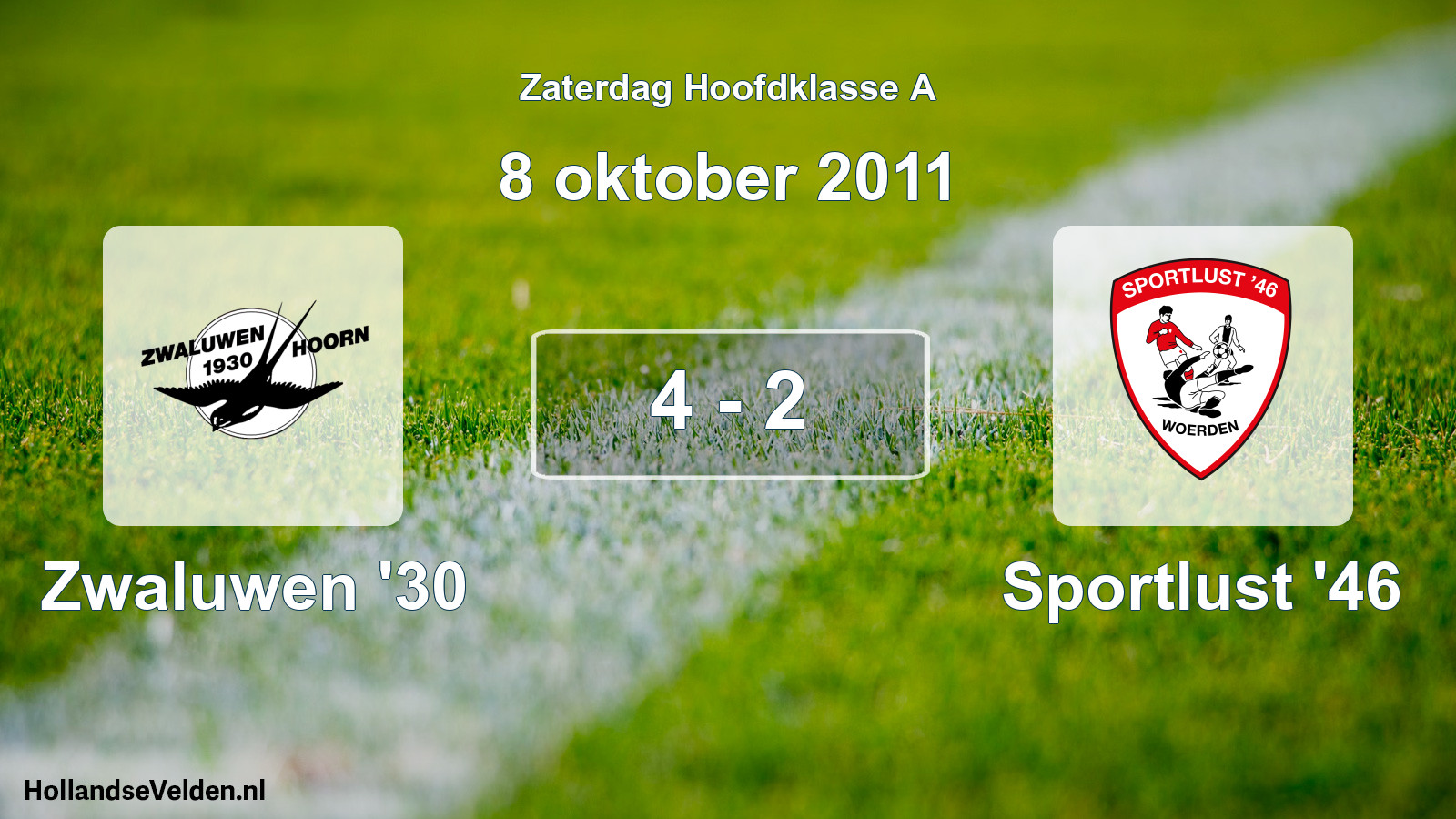 Total number of matches played: Zwaluwen '30 - Sportlust '46 4 - 2 (8 October 2011)