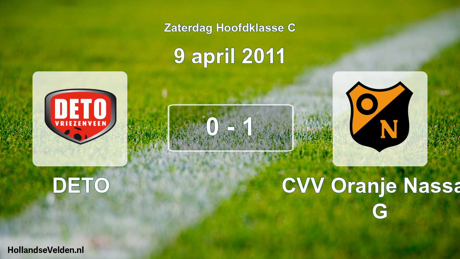 Total number of matches played: DETO - CVV Oranje Nassau G 0 - 1 (9 April 2011)