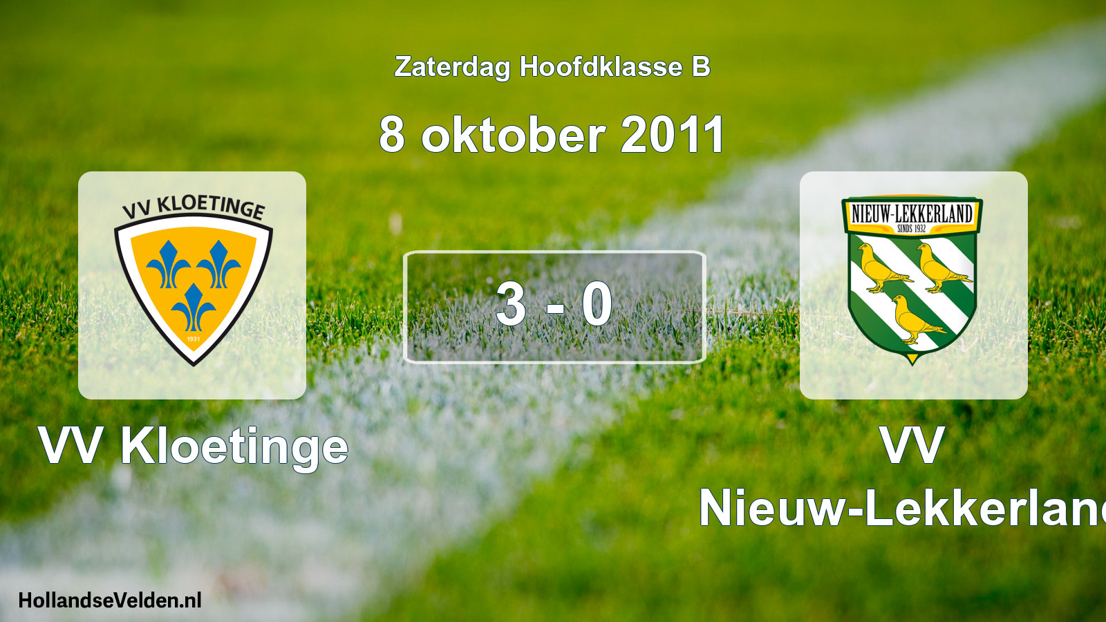 Total number of matches played: VV Kloetinge - VV Nieuw-Lekkerland 3 - 0 (8 October 2011)