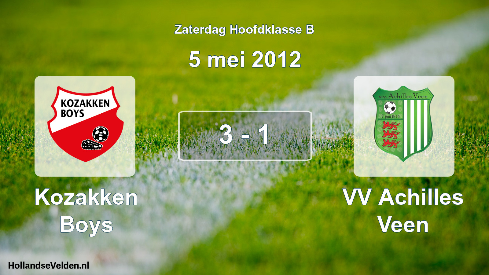 Total number of matches played: Kozakken Boys - VV Achilles Veen 3 - 1 (5 May 2012)