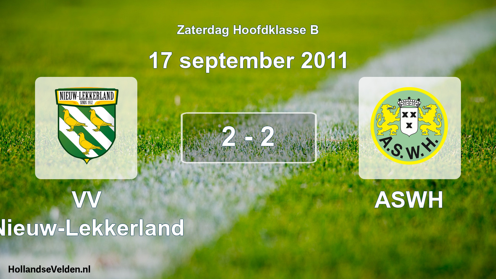 Total number of matches played: VV Nieuw-Lekkerland - ASWH 2 - 2 (17 September 2011)