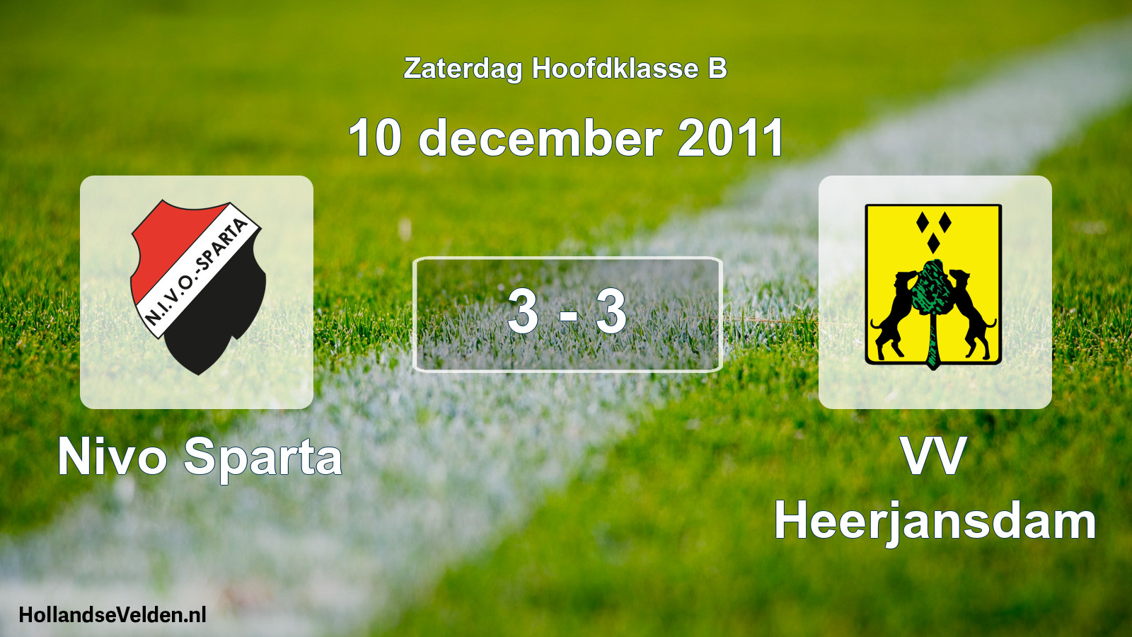 Total number of matches played: Nivo Sparta - VV Heerjansdam 3 - 3 (10 December 2011)