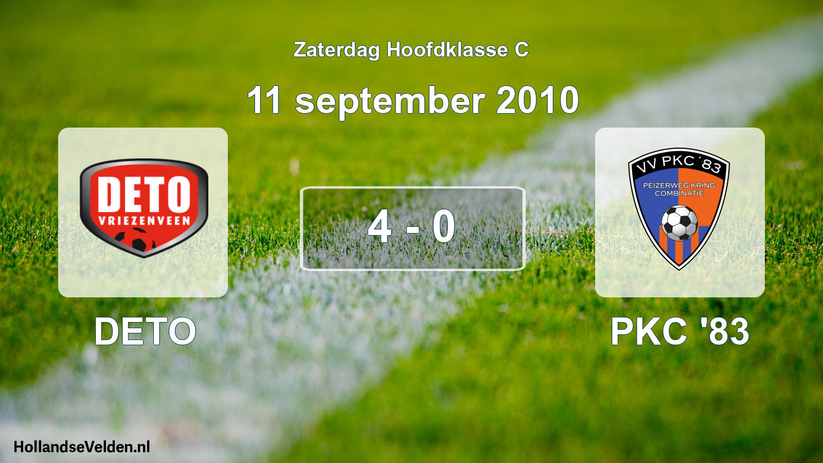 Total number of matches played: DETO - PKC '83 4 - 0 (11 September 2010)