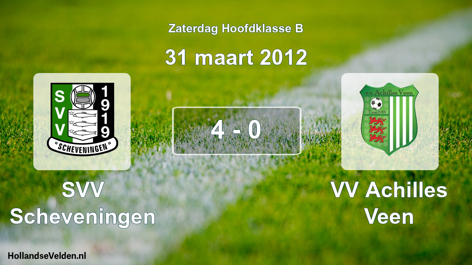 Total number of matches played: SVV Scheveningen - VV Achilles Veen 4 - 0 (31 March 2012)