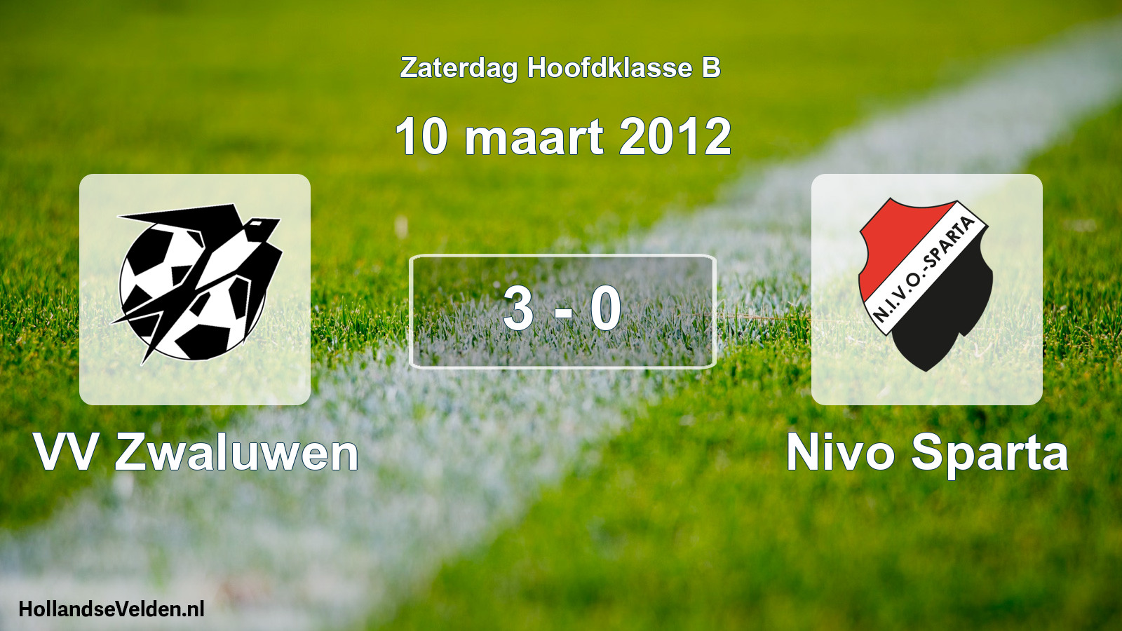 Total number of matches played: VV Zwaluwen - Nivo Sparta 3 - 0 (10 March 2012)