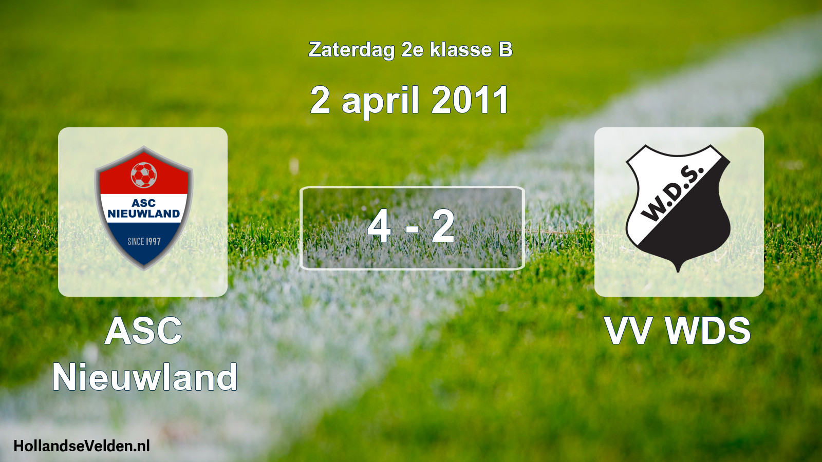Total number of matches played: ASC Nieuwland - VV WDS 4 - 2 (2 April 2011)