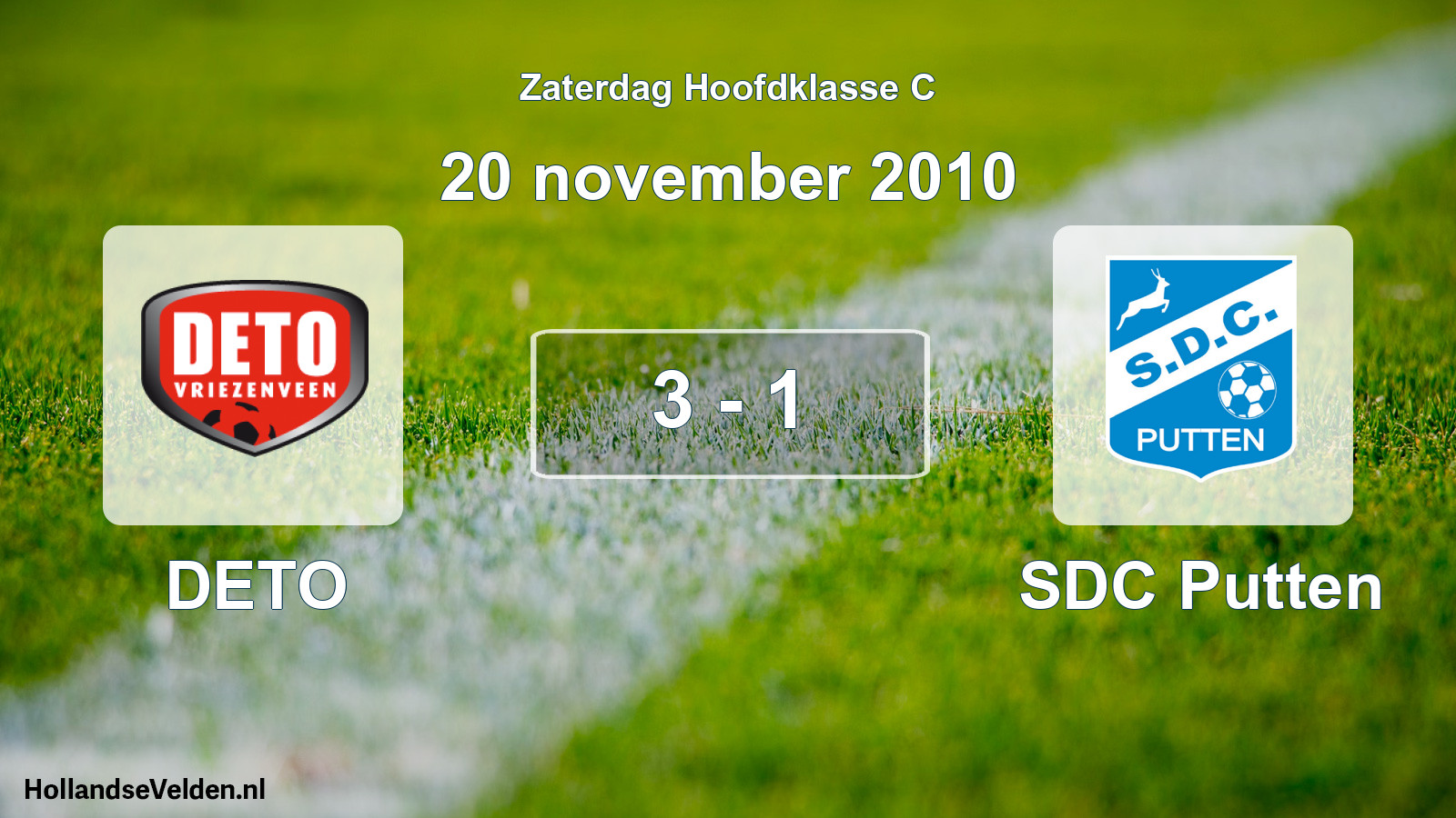 Total number of matches played: DETO - SDC Putten 3 - 1 (20 November 2010)