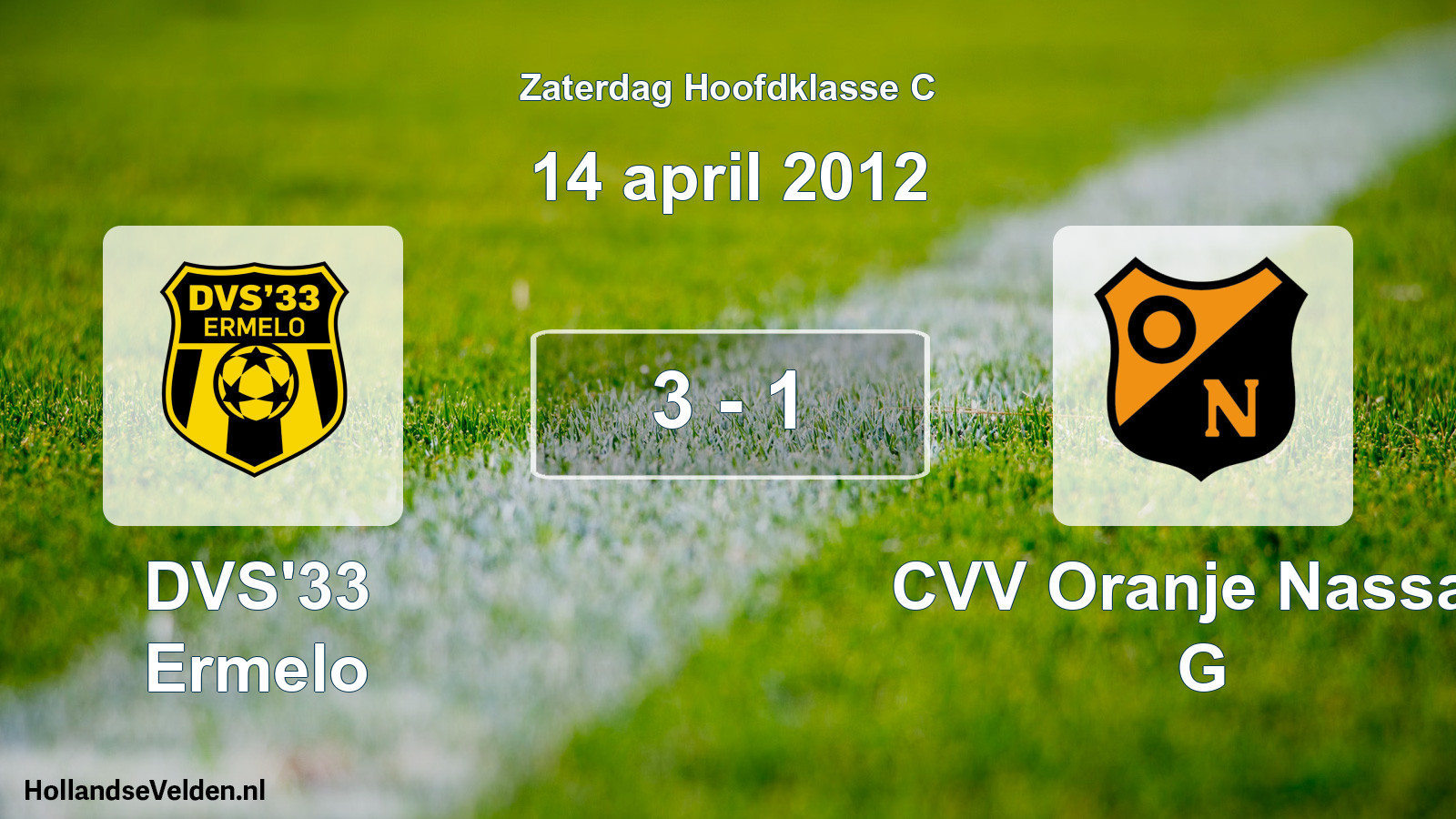 Total number of matches played: DVS'33 Ermelo - CVV Oranje Nassau G 3 - 1 (14 April 2012)