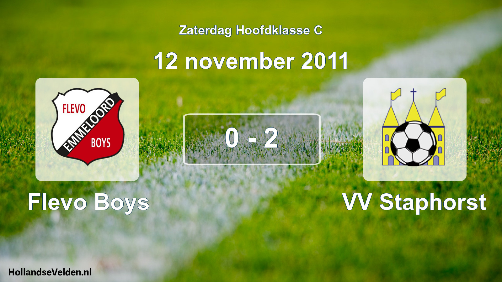 Total number of matches played: Flevo Boys - VV Staphorst 0 - 2 (12 November 2011)
