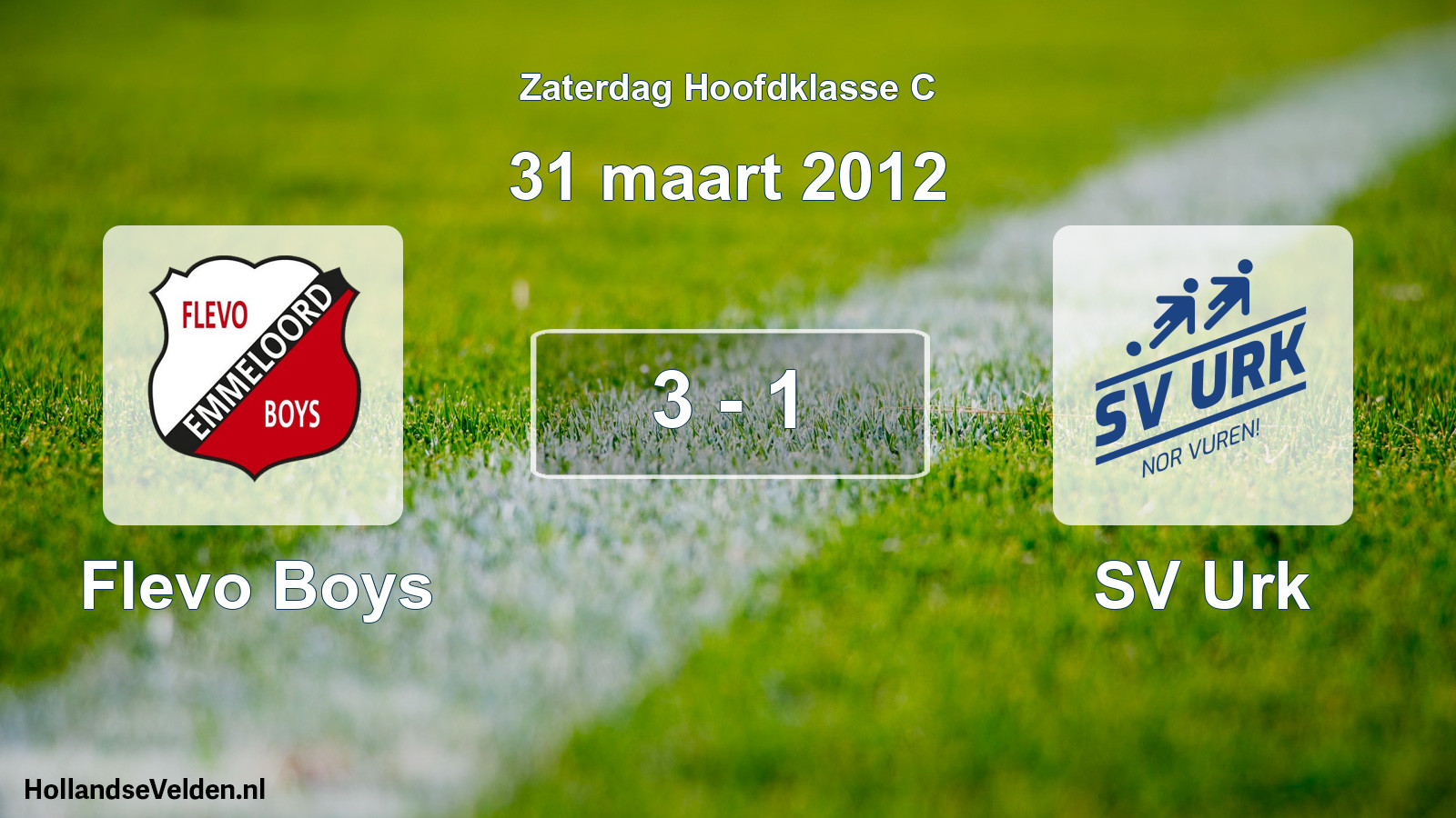 Total number of matches played: Flevo Boys - SV Urk 3 - 1 (31 March 2012)