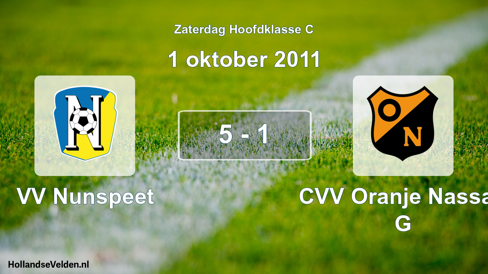 Total number of matches played: VV Nunspeet - CVV Oranje Nassau G 5 - 1 (1 October 2011)