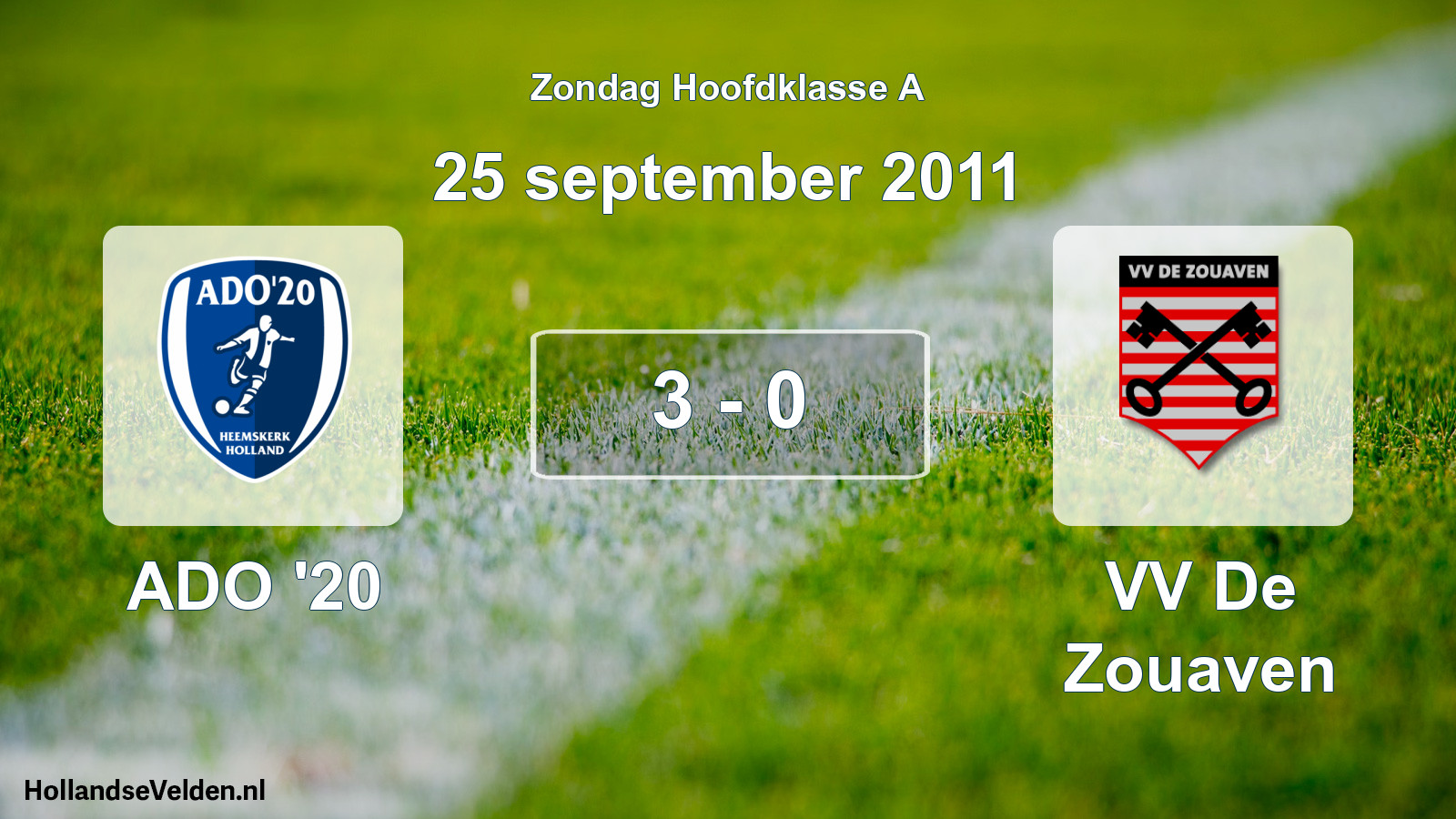 Total number of matches played: ADO '20 - VV De Zouaven 3 - 0 (25 September 2011)