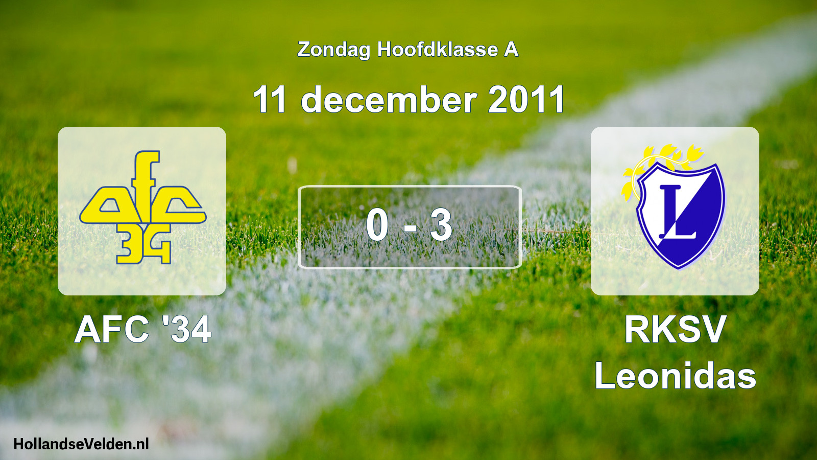 Total number of matches played: AFC '34 - RKSV Leonidas 0 - 3 (11 December 2011)