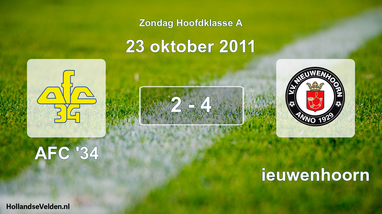 Total number of matches played: AFC '34 - Nieuwenhoorn 2 - 4 (23 October 2011)