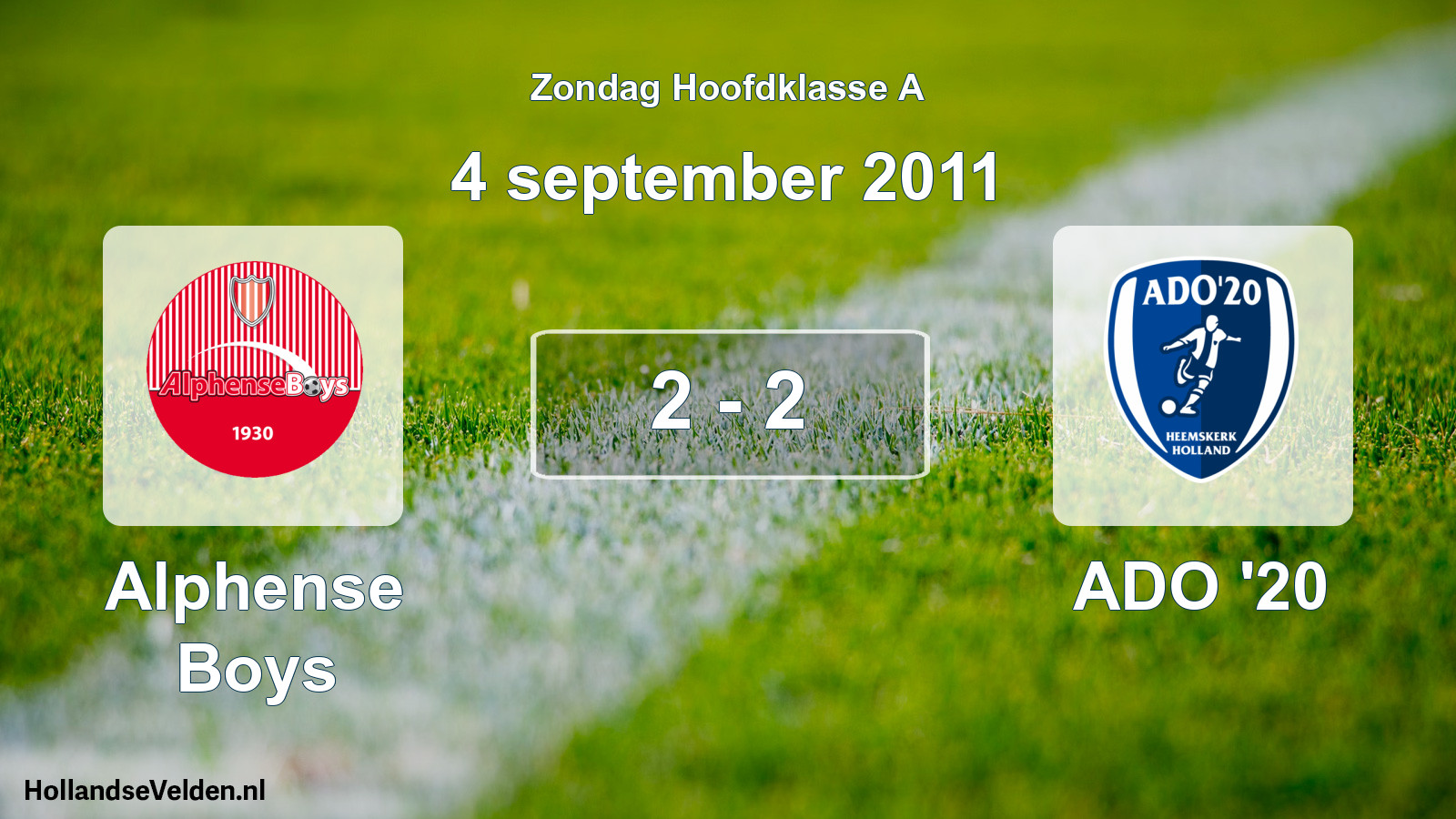 Total number of matches played: Alphense Boys - ADO '20 2 - 2 (4 September 2011)