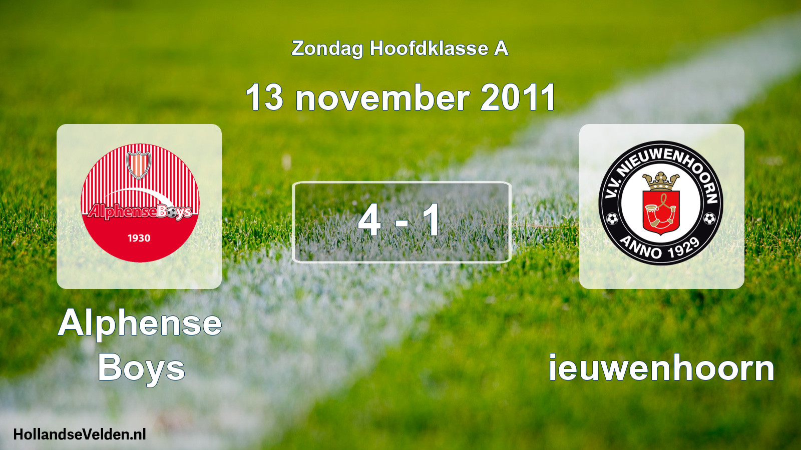 Total number of matches played: Alphense Boys - Nieuwenhoorn 4 - 1 (13 November 2011)