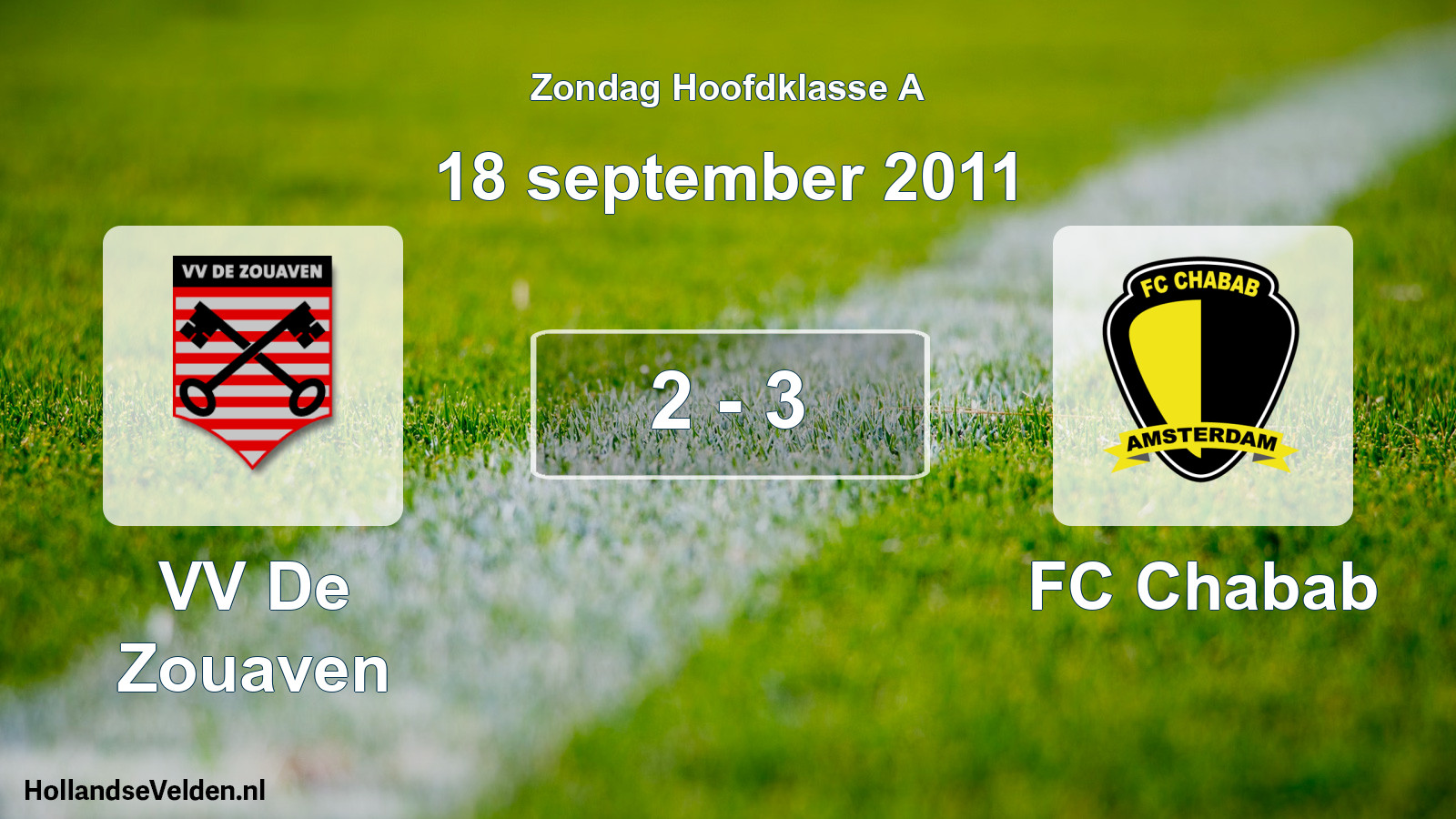 Total number of matches played: VV De Zouaven - FC Chabab 2 - 3 (18 September 2011)