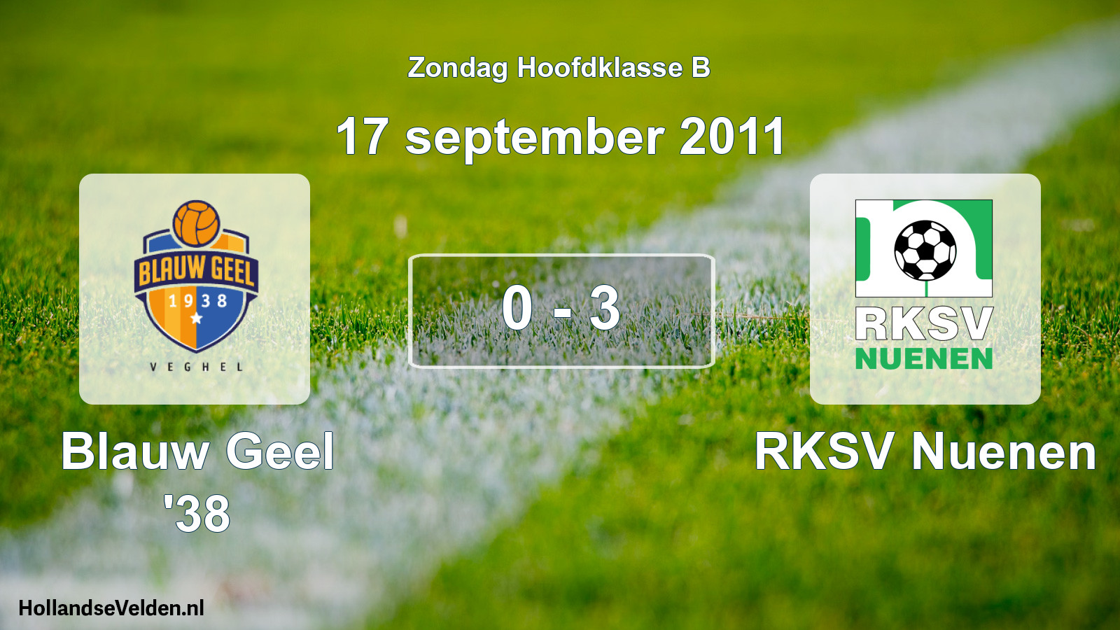 Total number of matches played: Blauw Geel '38 - RKSV Nuenen 0 - 3 (17 September 2011)