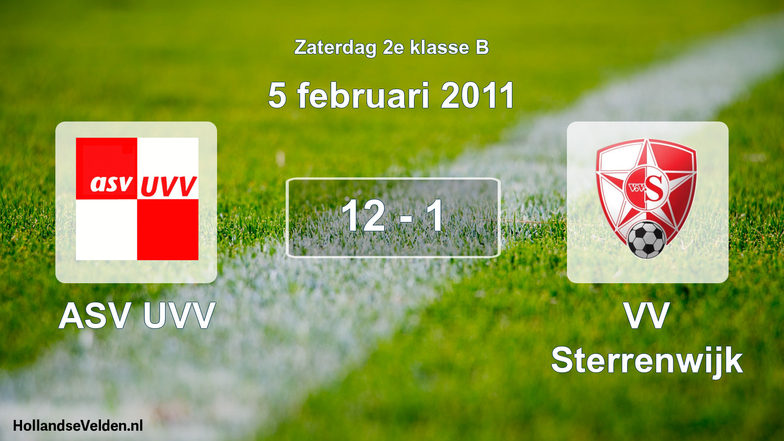 Total number of matches played: ASV UVV - VV Sterrenwijk 12 - 1 (5 February 2011)