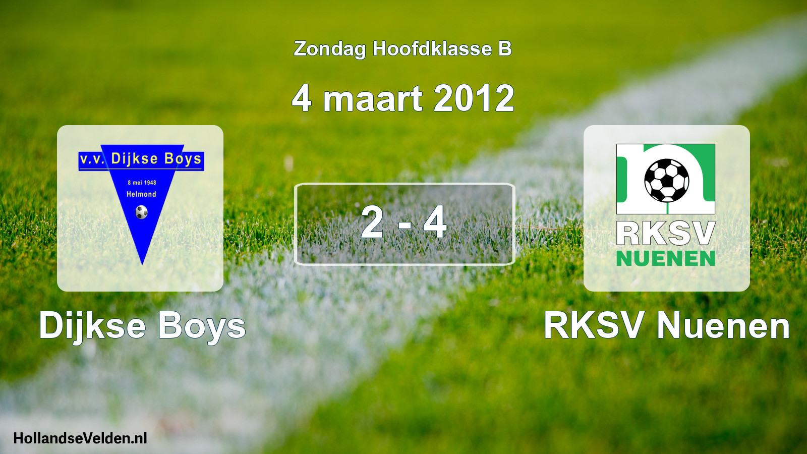 Total number of matches played: Dijkse Boys - RKSV Nuenen 2 - 4 (4 March 2012)