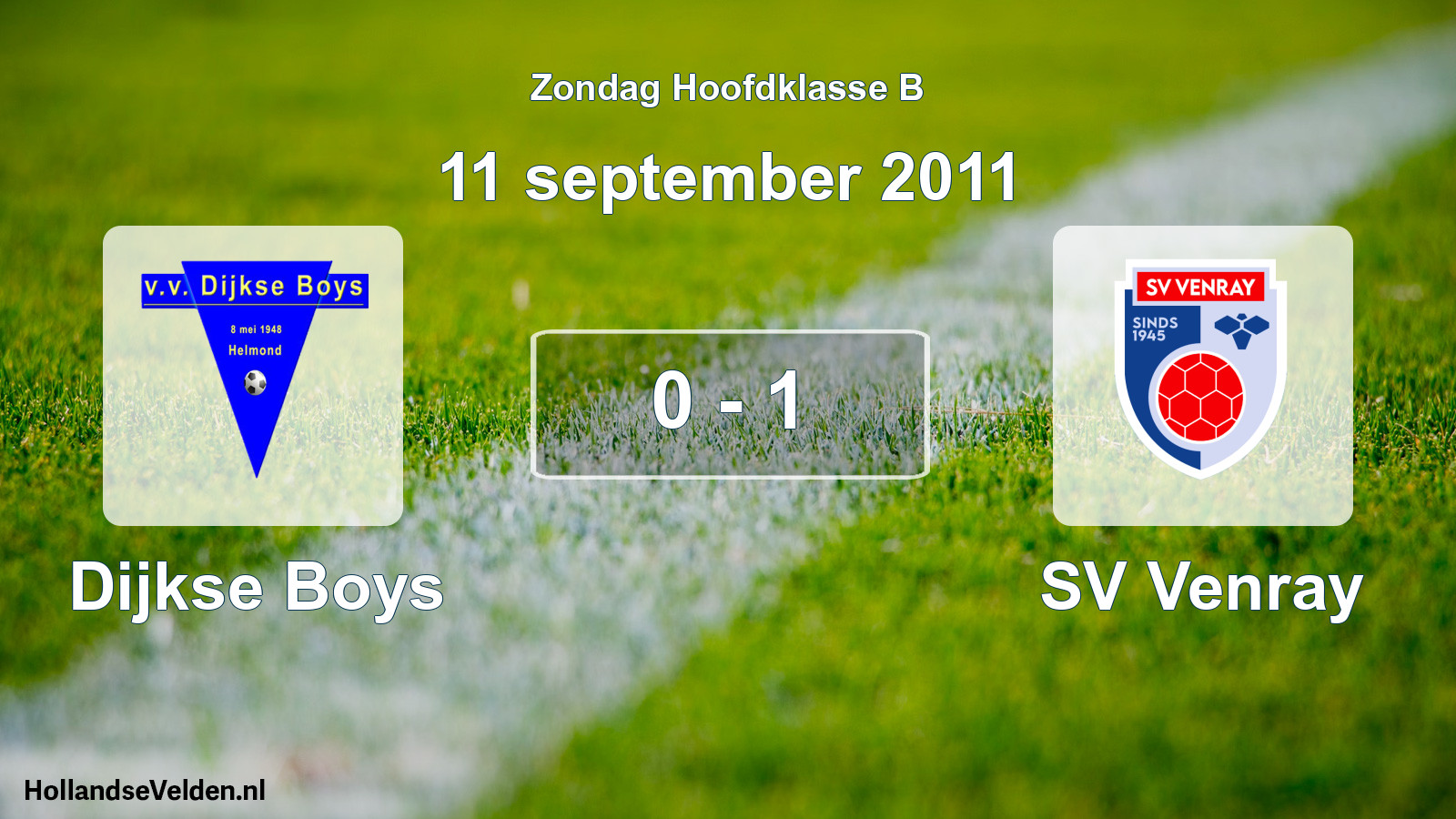Total number of matches played: Dijkse Boys - SV Venray 0 - 1 (11 September 2011)