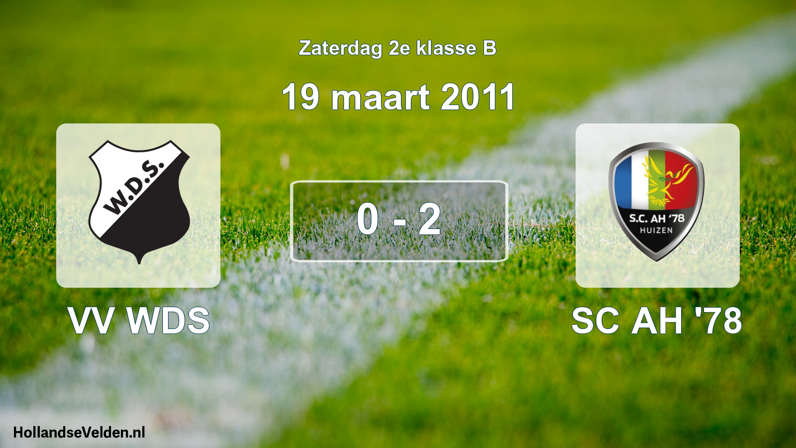 Total number of matches played: VV WDS - SC AH '78 0 - 2 (19 March 2011)