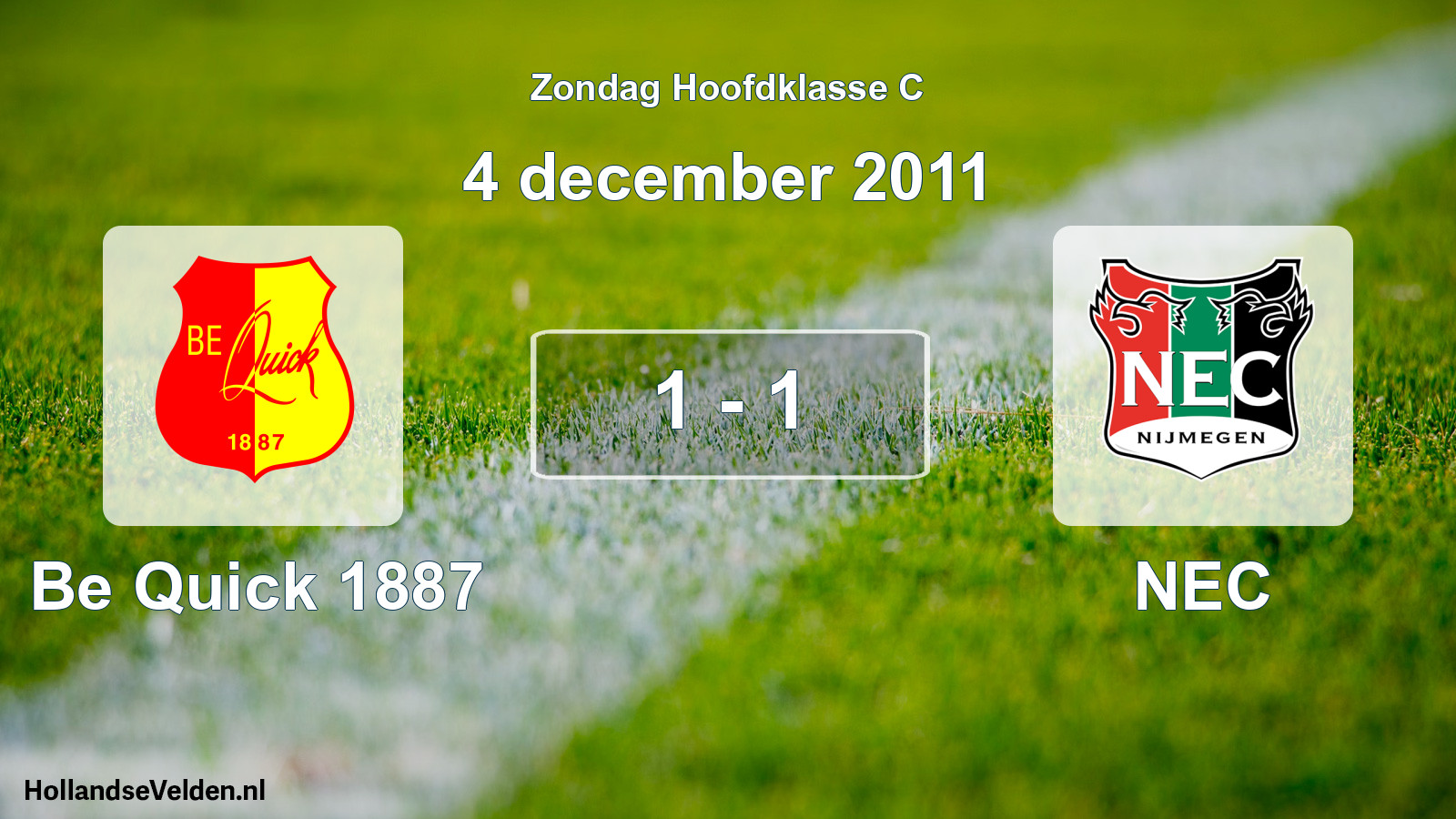 Total number of matches played: Be Quick 1887 - NEC 1 - 1 (4 December 2011)
