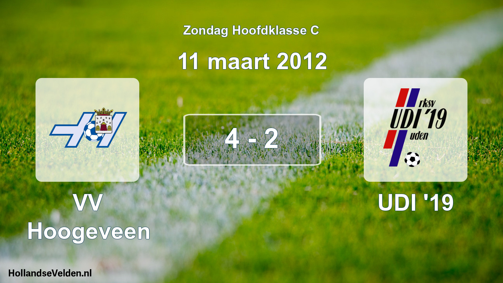 Total number of matches played: VV Hoogeveen - UDI '19 4 - 2 (11 March 2012)
