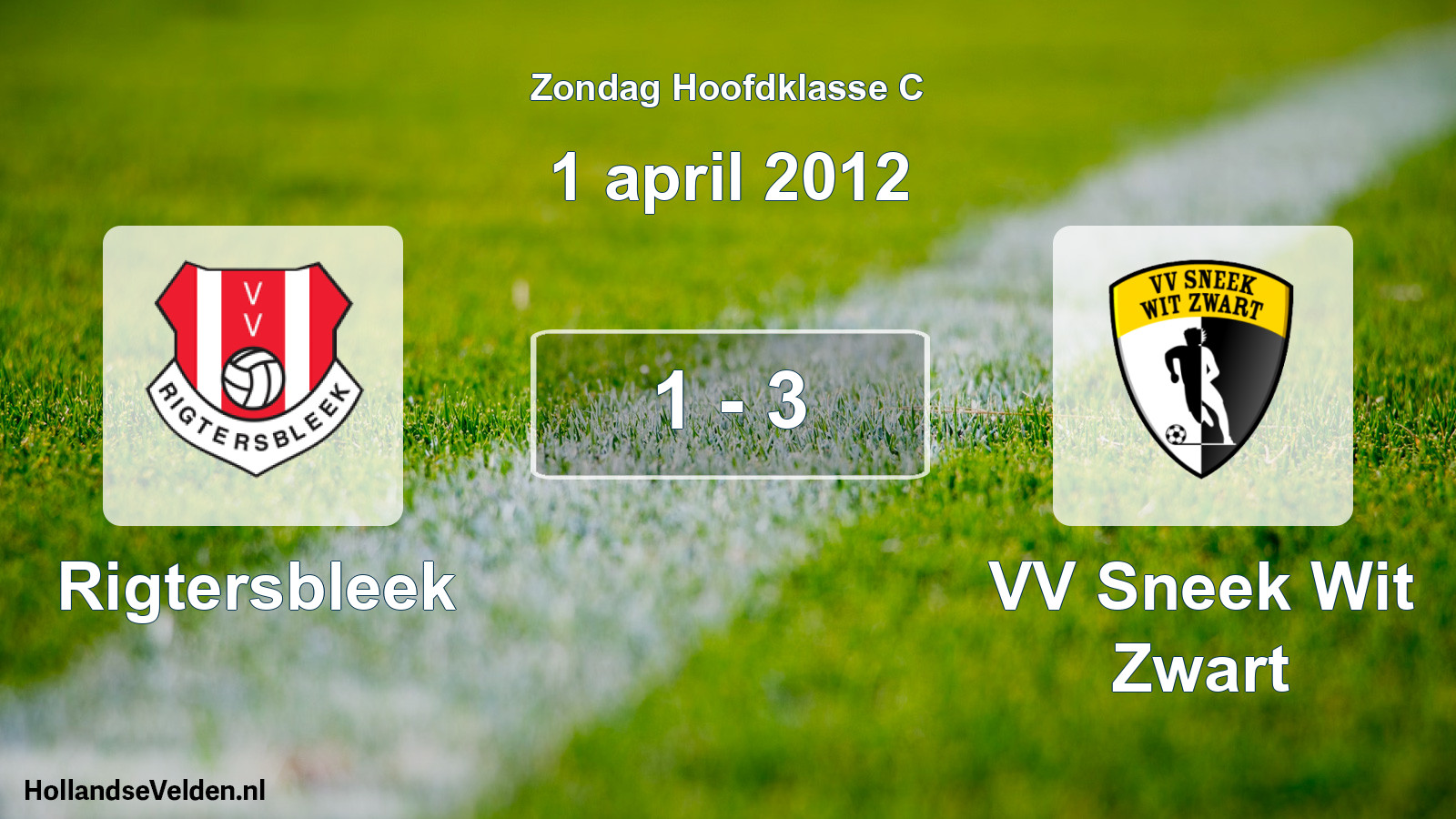 Total number of matches played: Rigtersbleek - VV Sneek Wit Zwart 1 - 3 (1 April 2012)