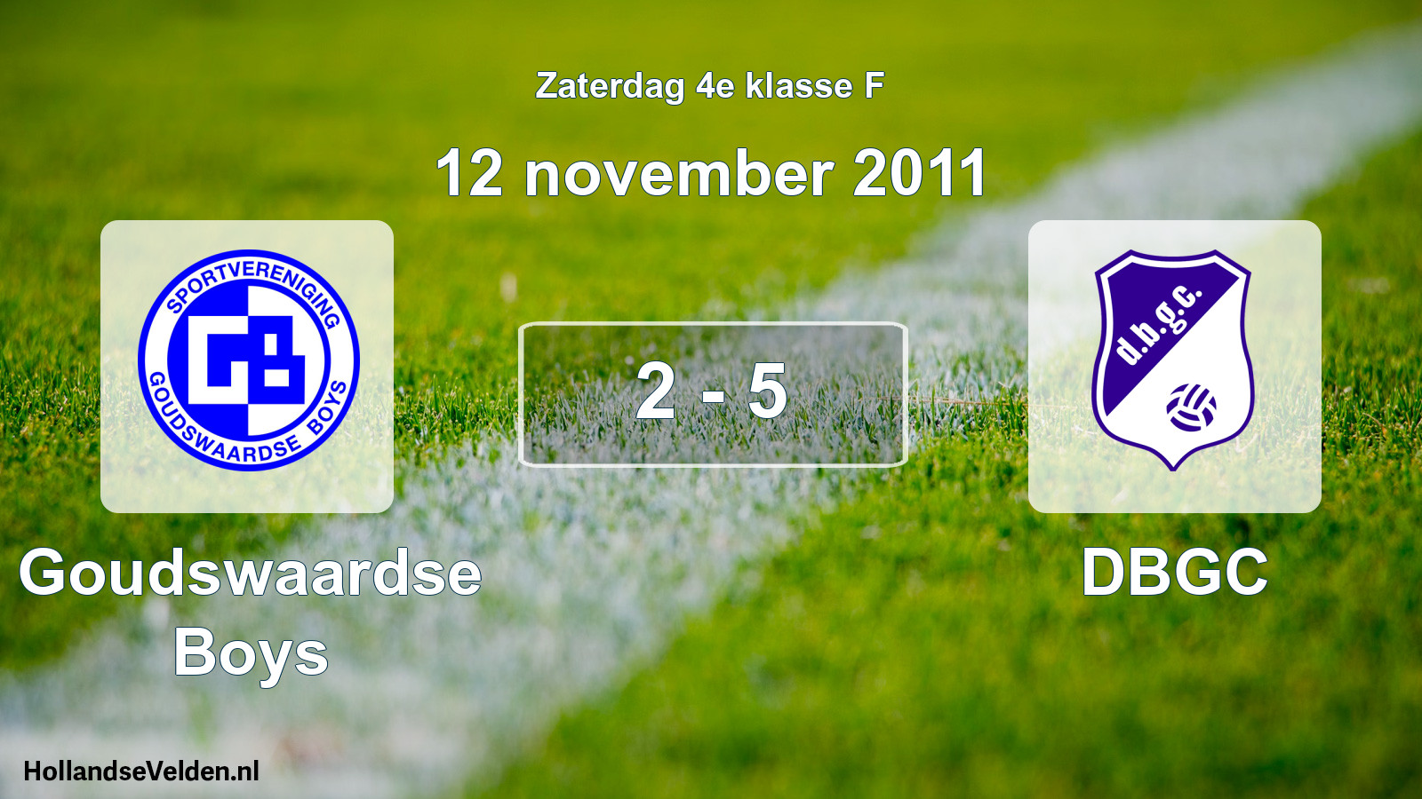 Total number of matches played: Goudswaardse Boys - DBGC 2 - 5 (12 November 2011)