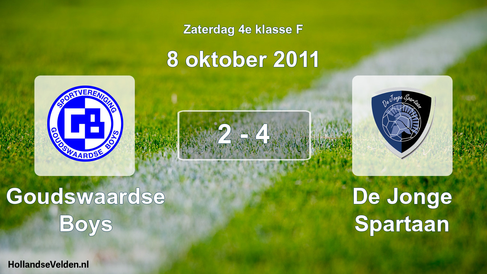 Total number of matches played: Goudswaardse Boys - De Jonge Spartaan 2 - 4 (8 October 2011)