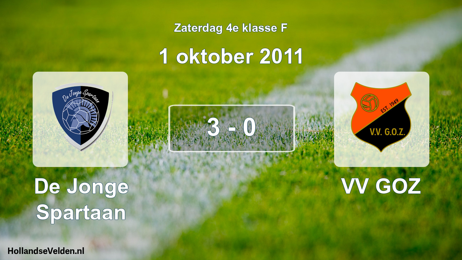 Total number of matches played: De Jonge Spartaan - VV GOZ 3 - 0 (1 October 2011)