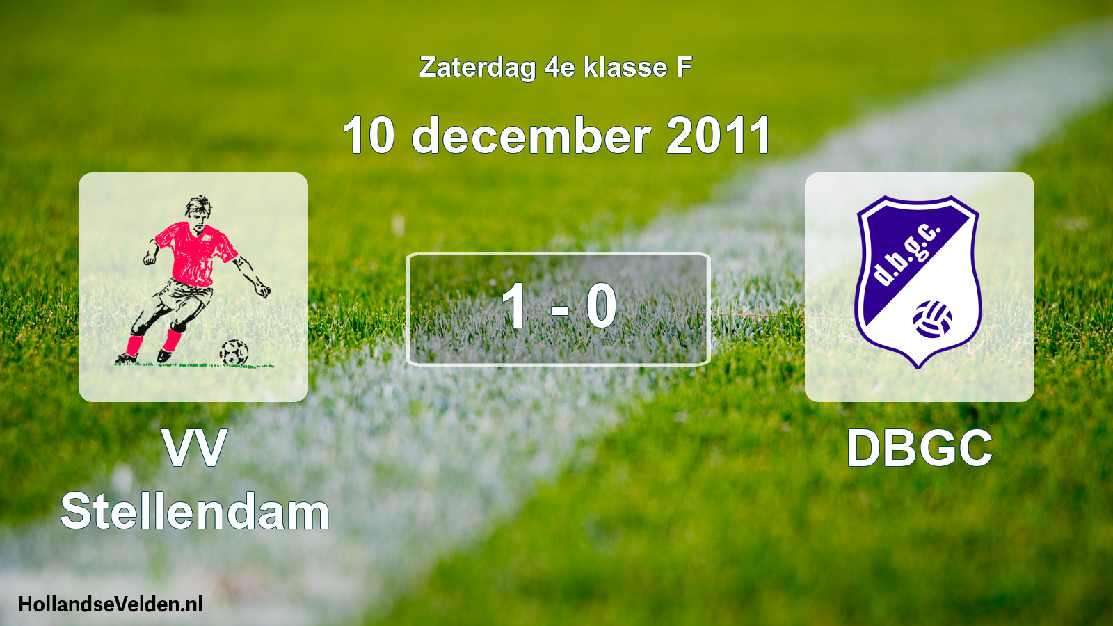 Total number of matches played: VV Stellendam - DBGC 1 - 0 (10 December 2011)