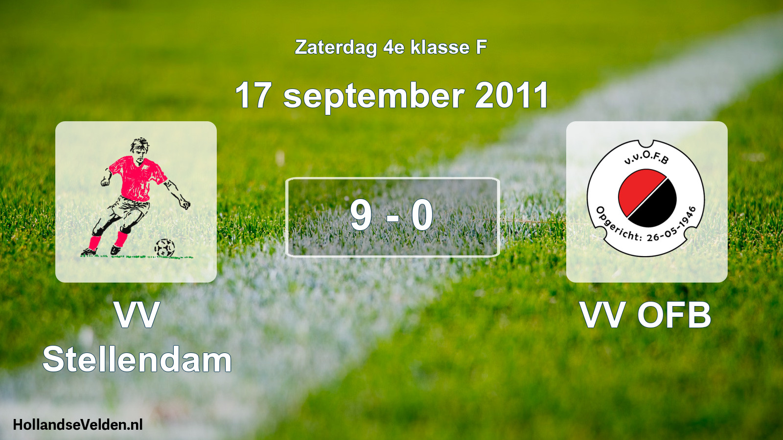 Total number of matches played: VV Stellendam - VV OFB 9 - 0 (17 September 2011)