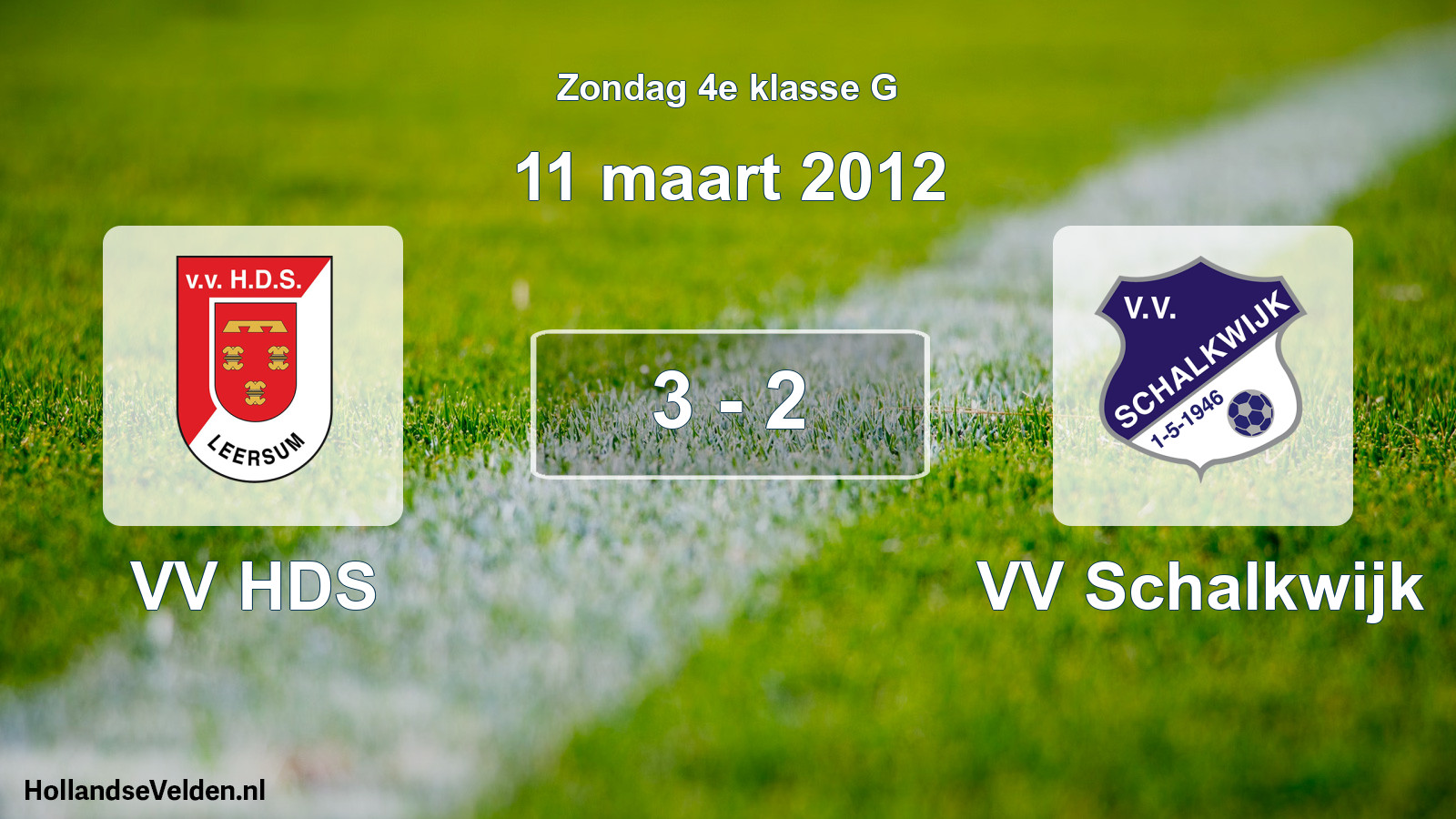 Total number of matches played: VV HDS - VV Schalkwijk 3 - 2 (11 March 2012)
