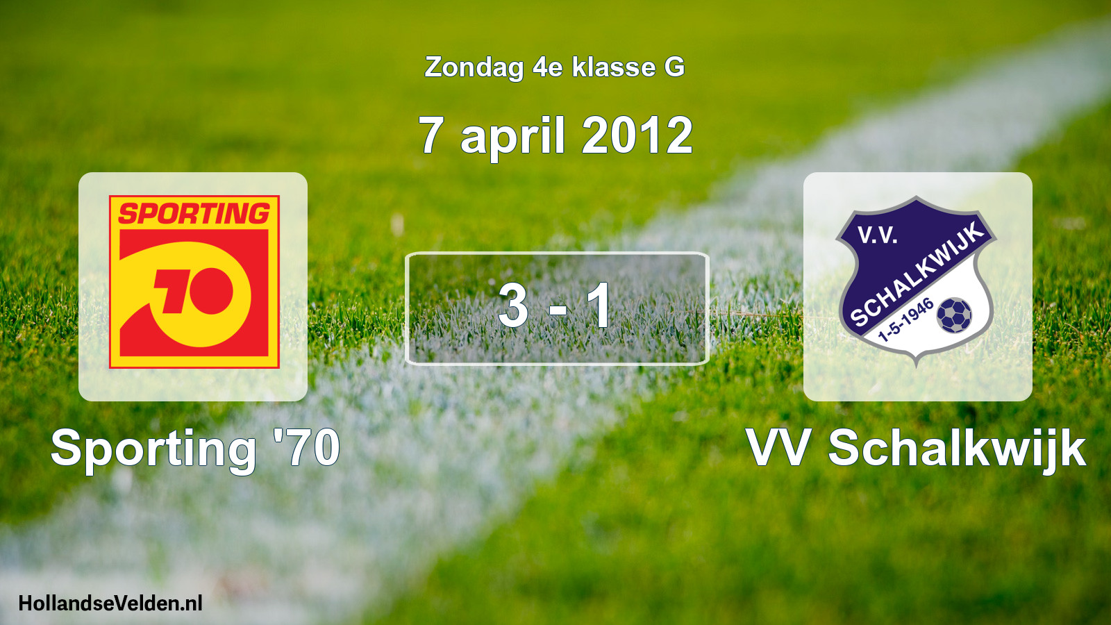 Total number of matches played: Sporting '70 - VV Schalkwijk 3 - 1 (7 April 2012)