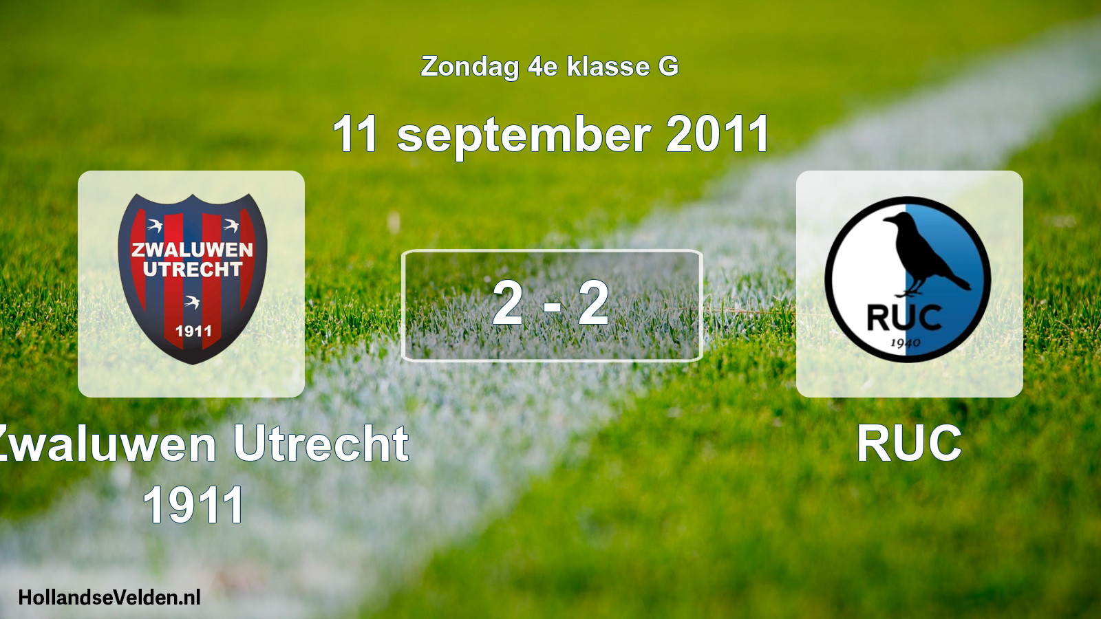 Total number of matches played: Zwaluwen Utrecht 1911 - RUC 2 - 2 (11 September 2011)