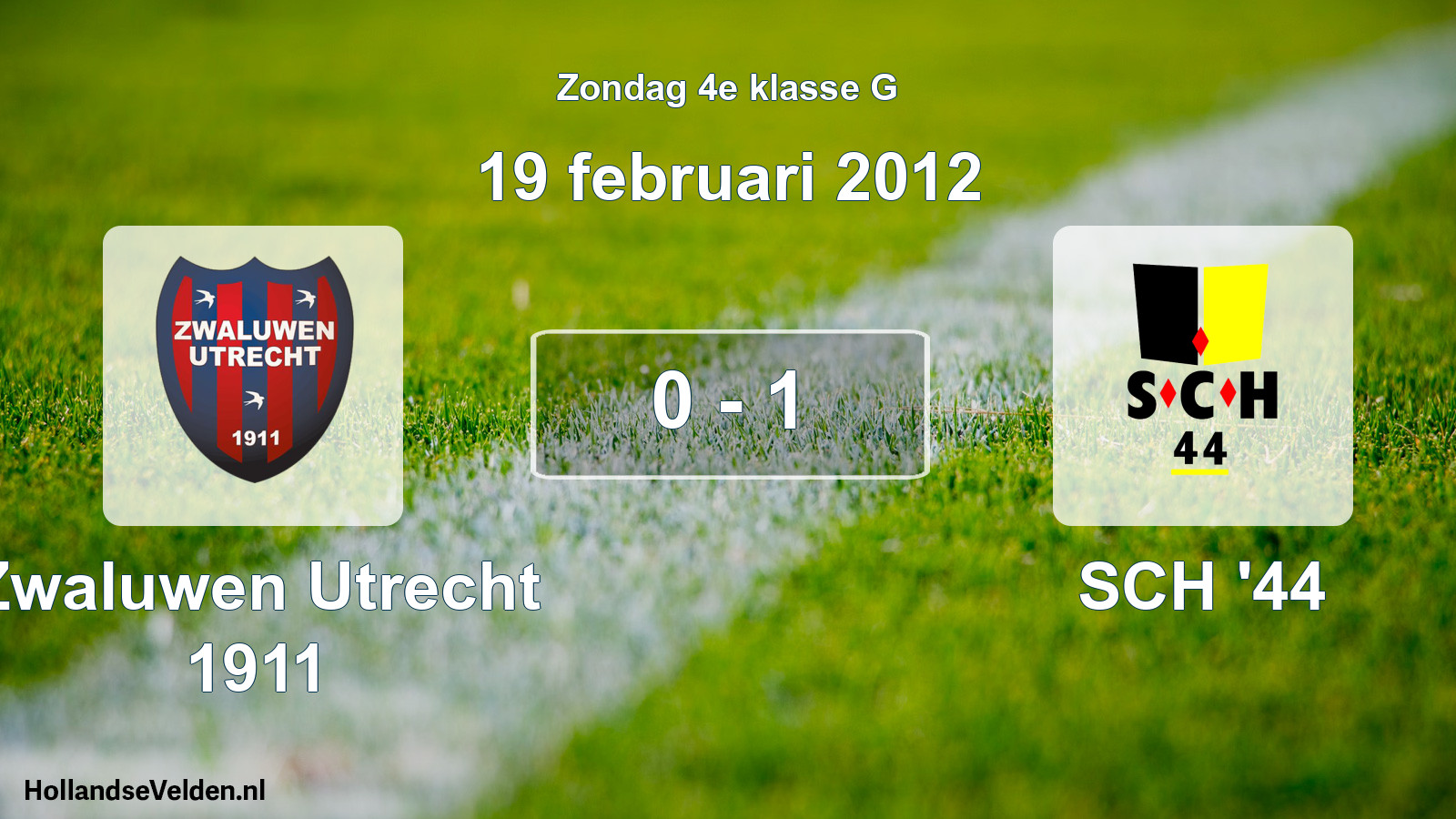 Total number of matches played: Zwaluwen Utrecht 1911 - SCH '44 0 - 1 (19 February 2012)