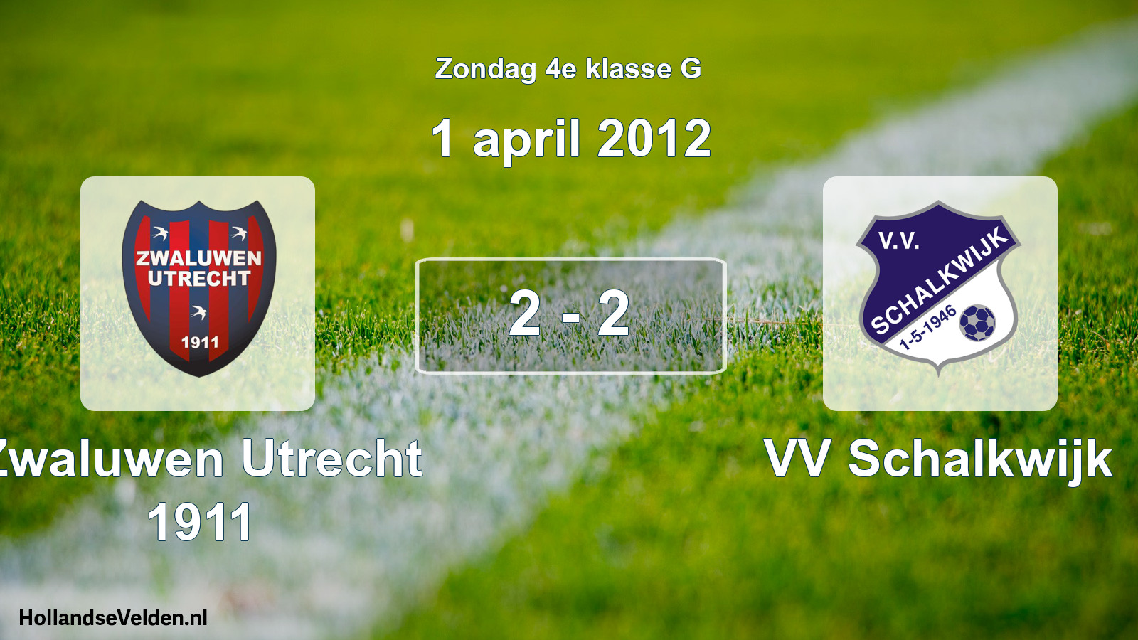Total number of matches played: Zwaluwen Utrecht 1911 - VV Schalkwijk 2 - 2 (1 April 2012)