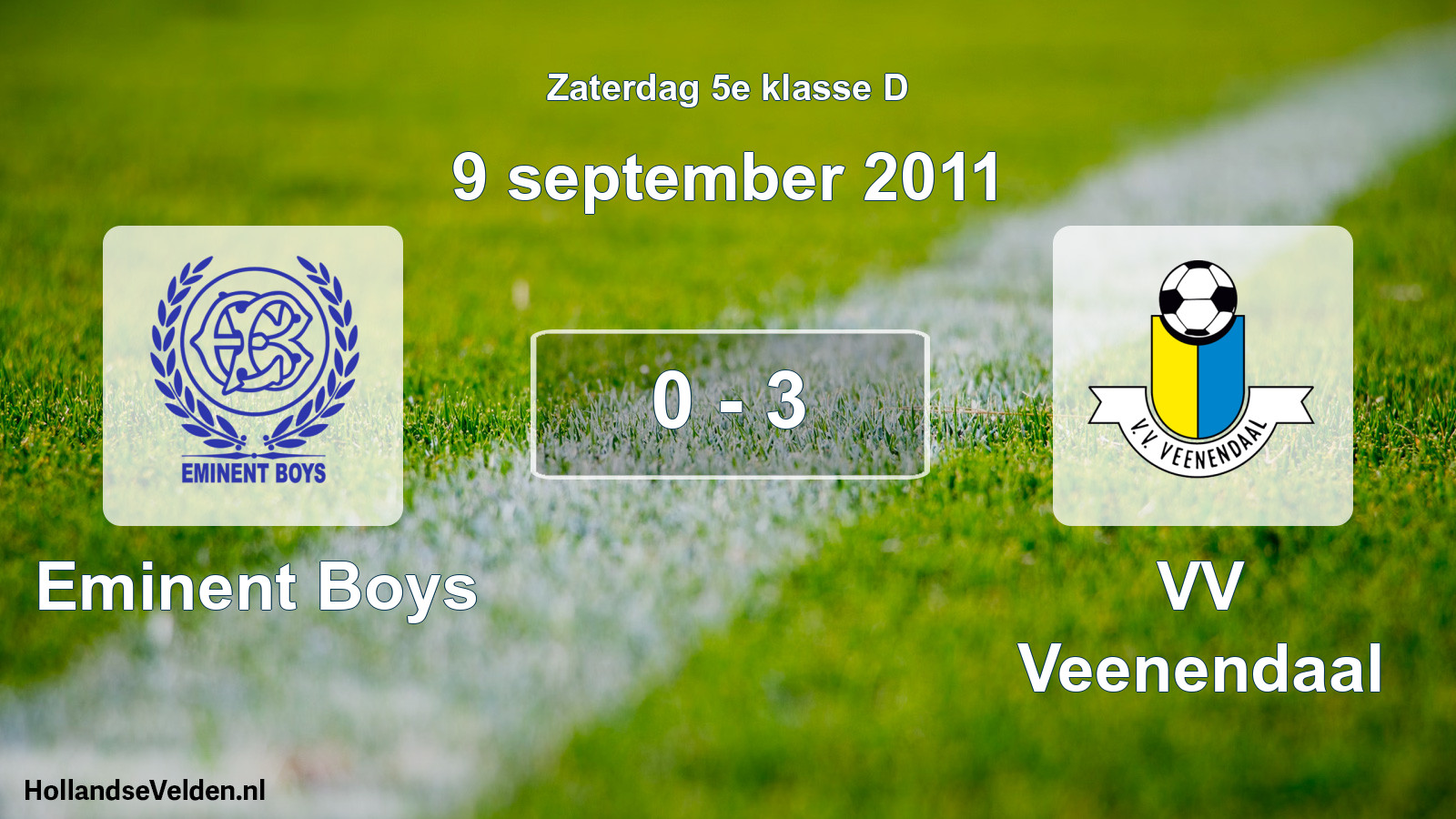 Total number of matches played: Eminent Boys - VV Veenendaal 0 - 3 (9 September 2011)