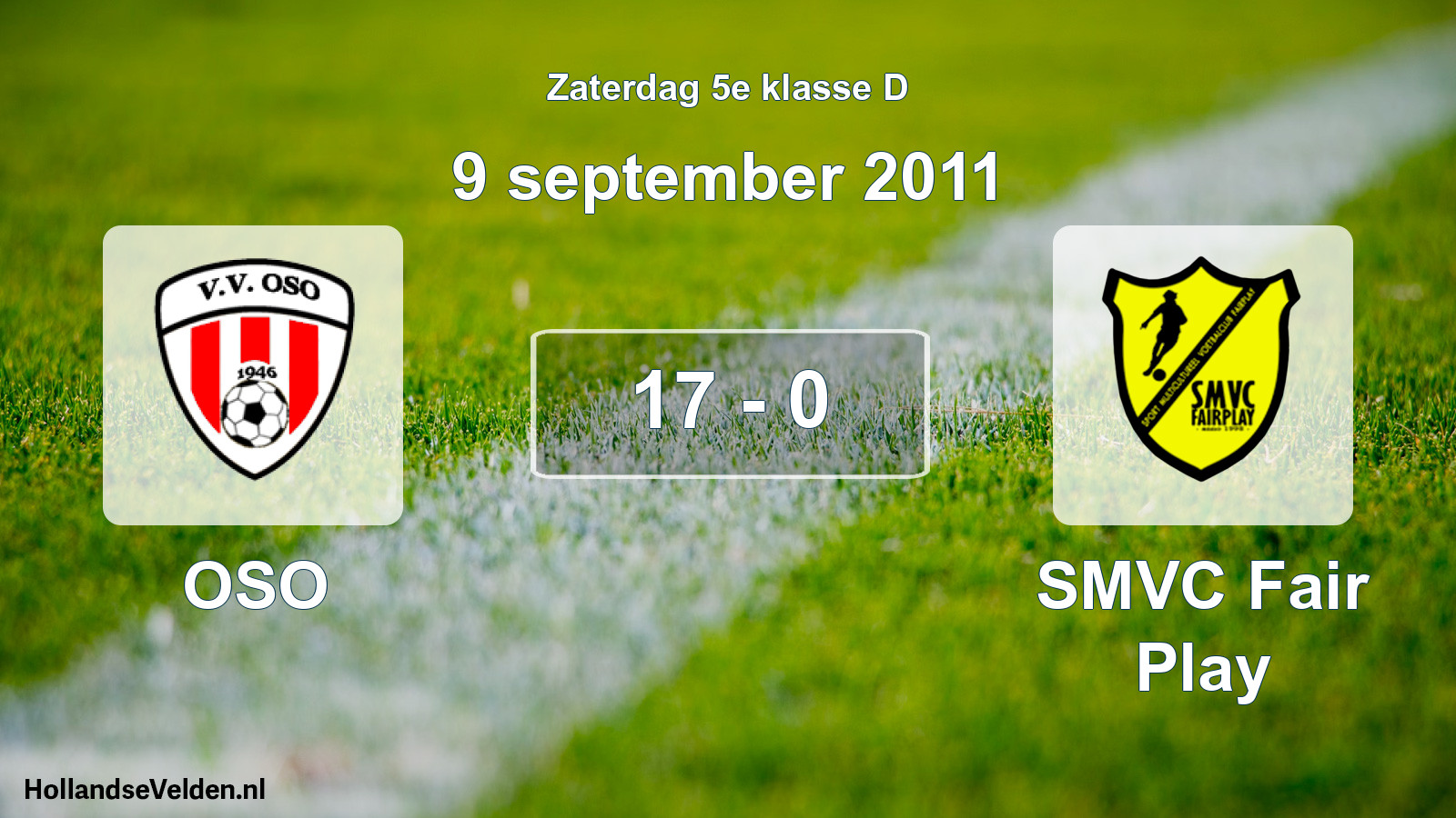 Total number of matches played: OSO - SMVC Fair Play 17 - 0 (9 September 2011)
