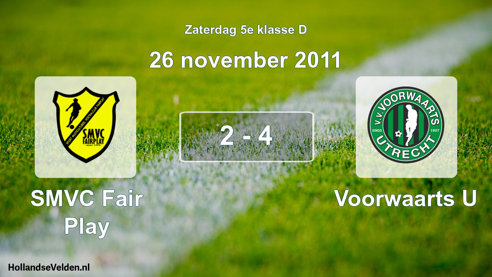 Total number of matches played: SMVC Fair Play - Voorwaarts U 2 - 4 (26 November 2011)