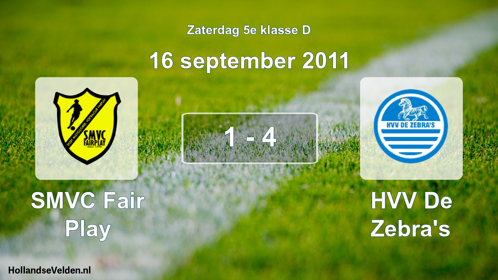 Total number of matches played: SMVC Fair Play - HVV De Zebra's 1 - 4 (16 September 2011)