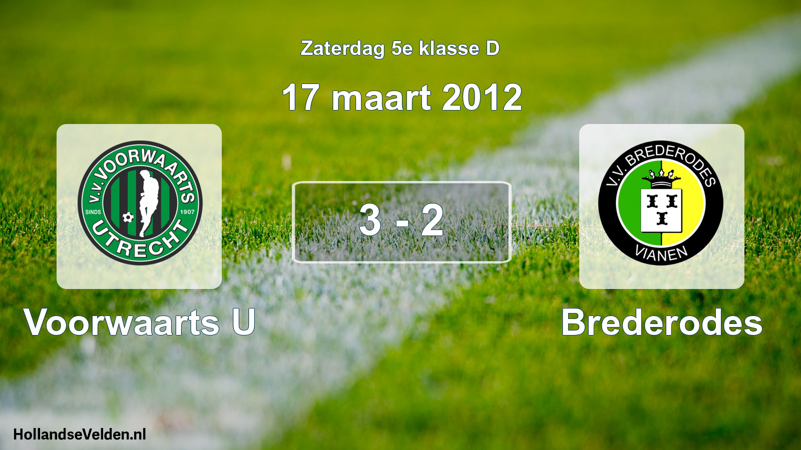 Total number of matches played: Voorwaarts U - Brederodes 3 - 2 (17 March 2012)